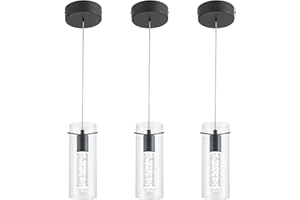 BESTWEST Black Pendant Light, Modern Pendant Light Kitchen Island Pendant Light Fixtures, Modern Island Light with Bubble for Kitchen, Kitchen Chandelier Light Fixture (5W, 3 Pack)