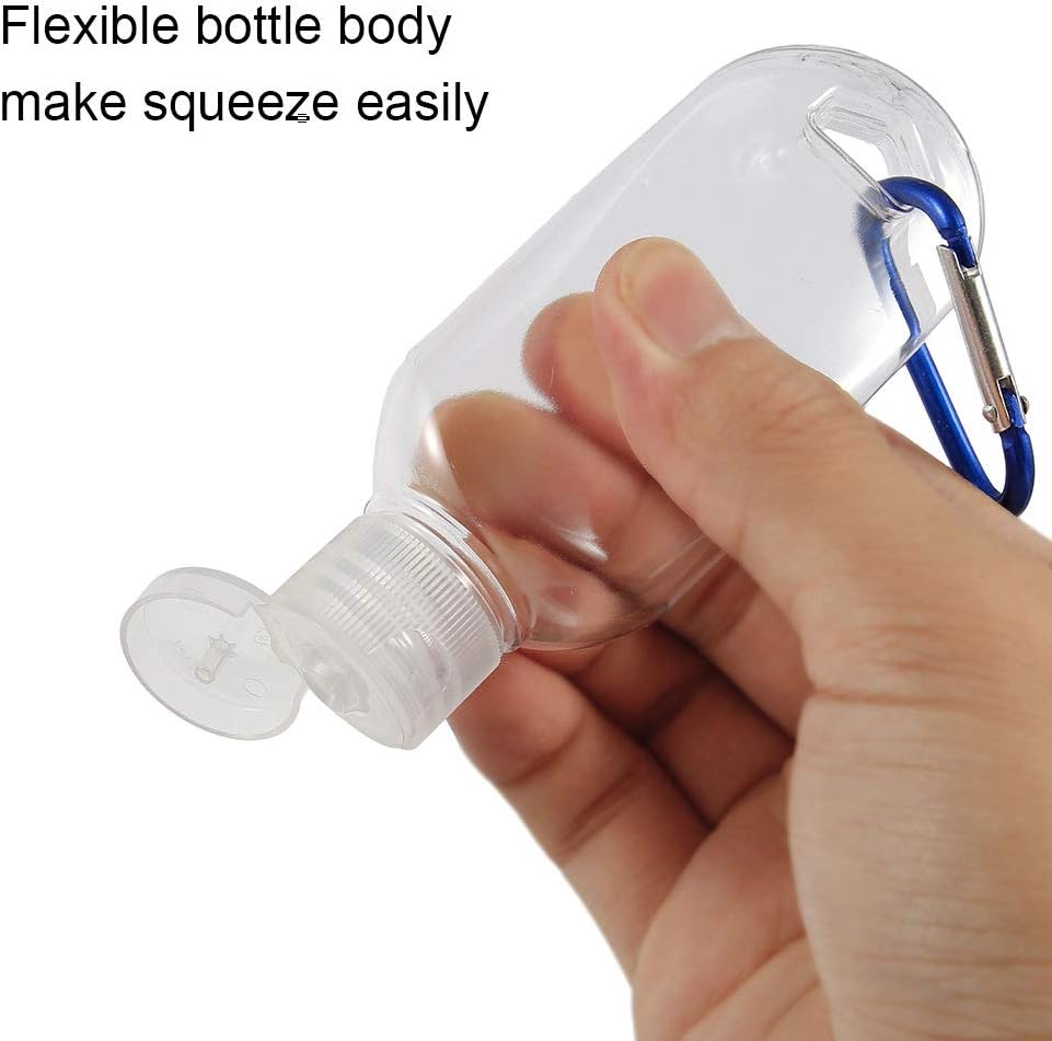 ATopoler 10pcs 50ml Refillable Travel Bottles Clear Keychain Bottles with Flip Caps and 5pcs Funnel,Travel Leakproof Empty Bottles Portable Squeeze Containers for Cosmetics Liquids - Image 4