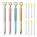 4Pcs Big Crystal Diamond Pens, Gold Pink and Blue Ballpoint Pen for Student and Kids Gift,School and Office Supplies, Black Ink with 8 Replacement Refills (4PCS)