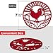 Silicone Trivet for Hot Dishes, Pots & Pans - Decorative Non Slip Mat 'Country Rooster' Design - Protective Pads for Kitchen Counter Love This Kitchen (7.5 inch Round, Set of 3, Red)