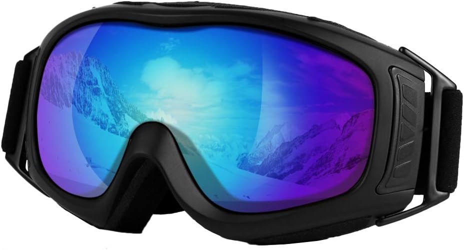 UNILAMP Outdoor Ski Goggles with Protective Cover, OTG Snowboard Goggles Anti-Fog Dual Spherical Lens 100% UV Protection TPU Frame Snow Goggles for Men Women Helmet Compatible