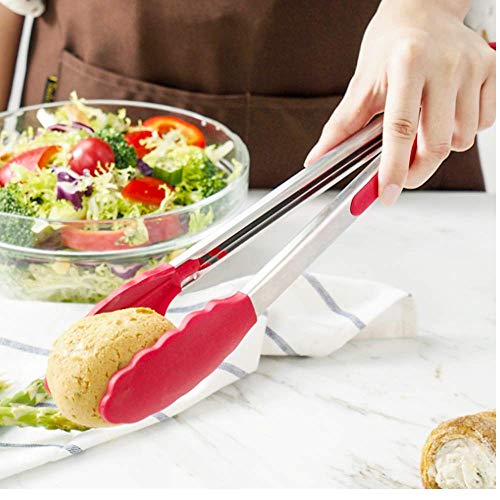 Silicone Kitchen Cooking Utensils Set for Cooking Baking, Rubber Spatulas Cookware Bakeware Set Heat Resistant Non-Stick (Cooking Set Red-6)