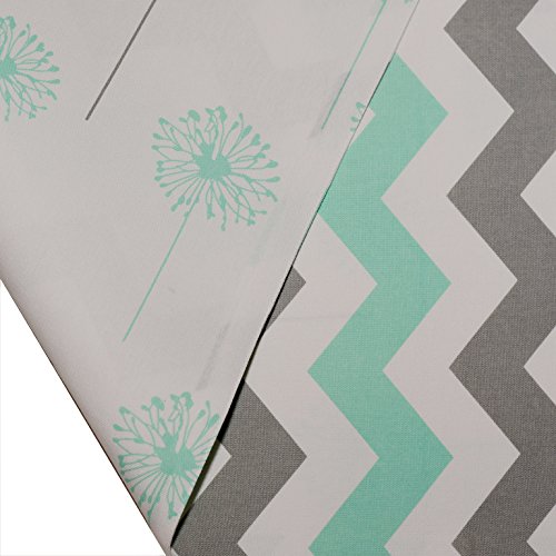 Crabtree Collection Double Sided Table Runner - (12 x 90, Noble Grey & Turquoise Chevron/Dandelion)
