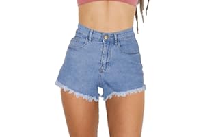 Haola Women's Juniors Vintage Summer Denim High Waisted Folded Hem Jeans Shorts