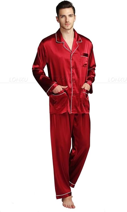 AprBean Herren Pyjama Set Satin - Kurzarm Schlafanzug Für Große Größen
