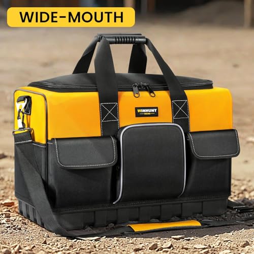 LBOYLOVE® Tool Bag, 20-inch Tool Organisers, 600 Denier Large Tool Bag for Home DIY & Equipment Storage, Yellow and Black (50cm/20inch)