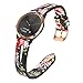 TRUMiRR Floral Watchband for Vivomove HR Women, Genuine Leather Watch Band Quick Release Strap Rose Gold Buckle Wristband for Garmin Vivomove HR Sport/Vivomove HR Premium All Versions
