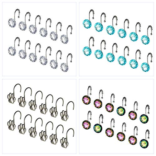 image for Sunlit Fashion Design Cute Paw Print Polished Shower Curtain Hooks for