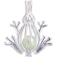 Vie jeune 10pcs Pearl Cage Bright Silver Beads Cage Locket Pendant Jewelry Making-For Oyster Pearls, Essential Oil Diffuser, Fun Gifts (Frog)