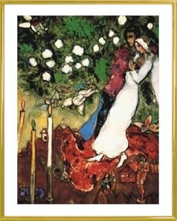1art1 Marc Chagall Poster Kunstdruck und Kunststoff-Rahmen - Die DREI Kerzen (50 x 40cm)