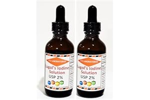 GENERIC 2 x 2 OZ Pack A2Z Organic Lugol's Iodine and Potassium Iodide 2% Solution 3000 mcg - Liquid Supplement Drops for Thyroid Support for Women & Men, Metabolism Health, Detox Boost -2X 2 Fl Oz/USA