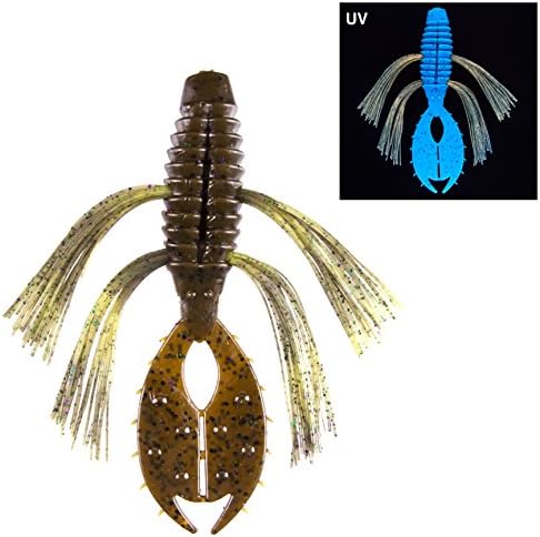 Soft Plastic Bass Bait Tightlines UV Scott Martins The Punch Soft Plastic Beaver Lure with Whiskers (Green Pumpkin with Marti Gra, 4 inch)