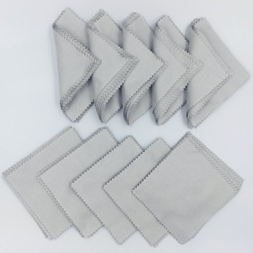 Lantee 100 Pcs Jewelry Cleaning Cloth Polishing Cloth for Sterling Silver Gold Platinum (Grey, 10cmx10cm)