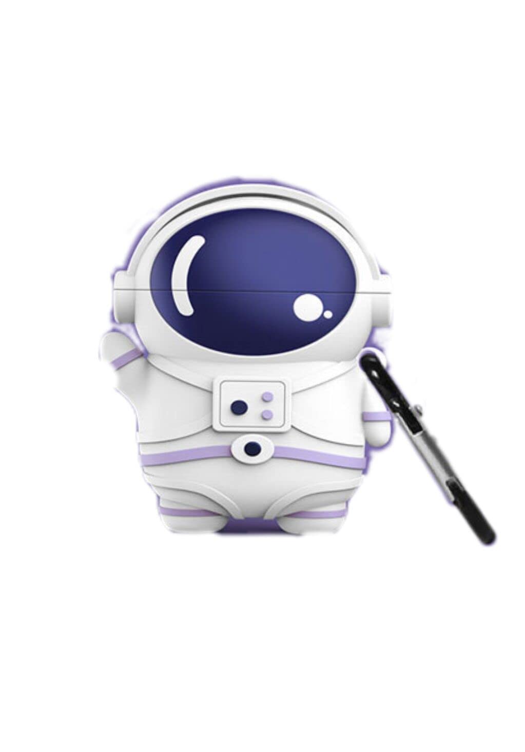 For Airpods Pro Headphone Cover Cartoon Astronaut Protective Soft Case with Carabiner (Blue)