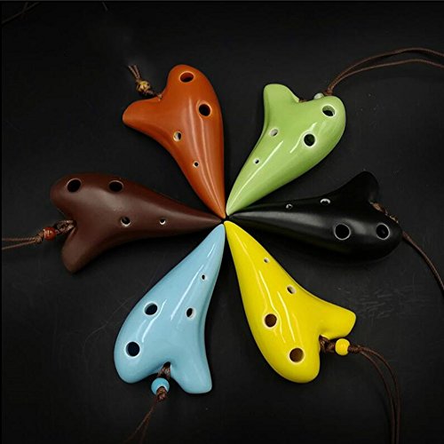 Easyflower Wonderful Musical Instruments Toy Mini Super Treble F Ssmall Ocarina Smoked 6-Hole Necklace Pendant(Black) - Thumbnail 3