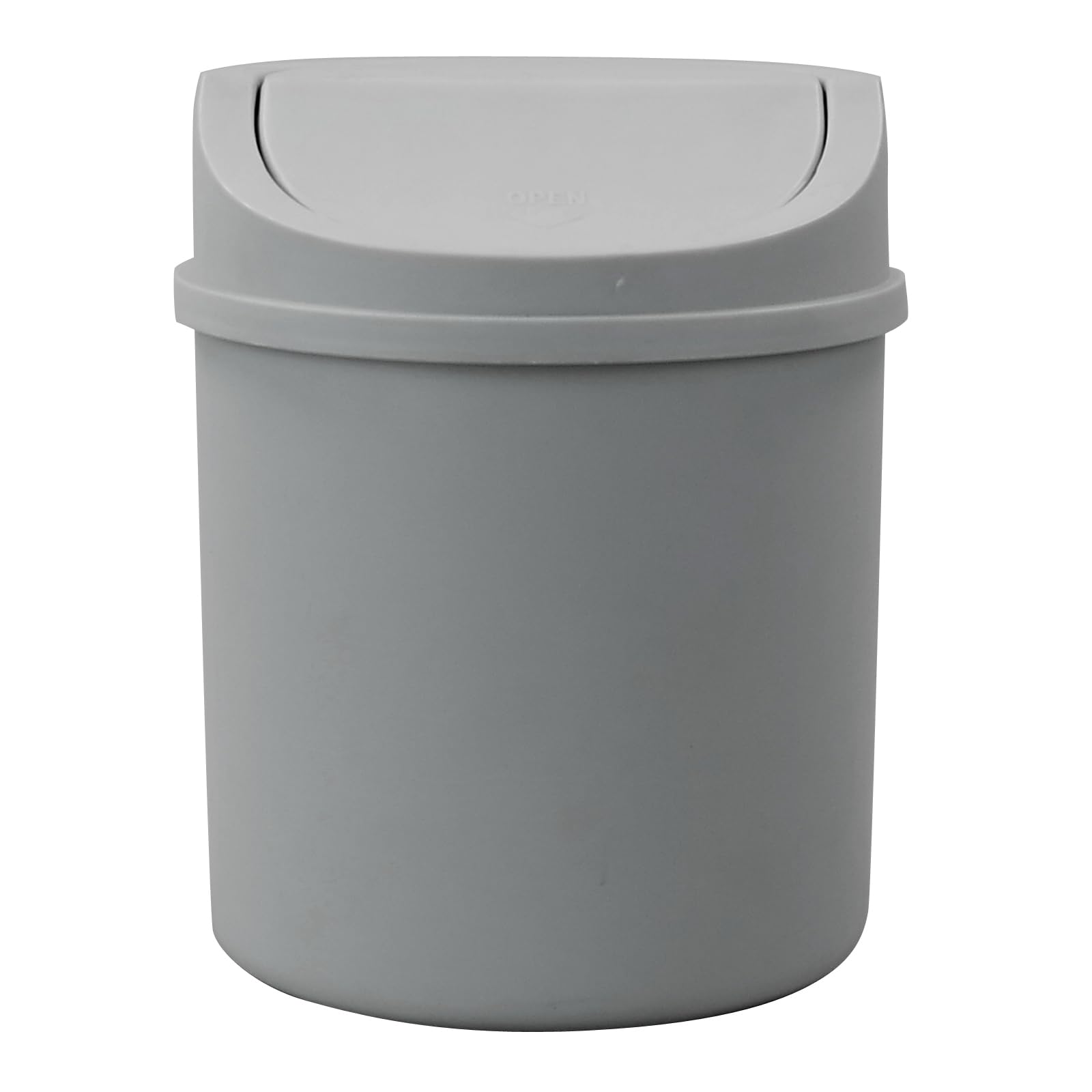 Zerdyne 2 L Plastic Mini Trash Can with Swing-Top Lid, Grey Desktop Garbage Bin