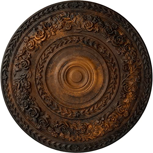 33 7/8"OD x 2 3/8"P Rose Ceiling Medallion (Fits Canopies up to 13 1/2"), Hand-…