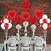 Valentines Day Decoration Set - Pack of 21 | Red Heart Garland for Valentines Day Decor | Red and White Paper Pompoms with Latex Balloons for Valentines Day Office Decorations | Valentine Decorations