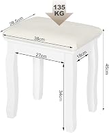 WOLTU White Padded Dressing Table Stool Baroque Style 37x28x44.5cm MB6095ws view 3