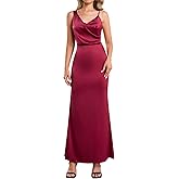 Satin Maxi Dress Wedding Guest Formal Spaghetti Strap Cocktail Party Elegant Silk Dresses for Women