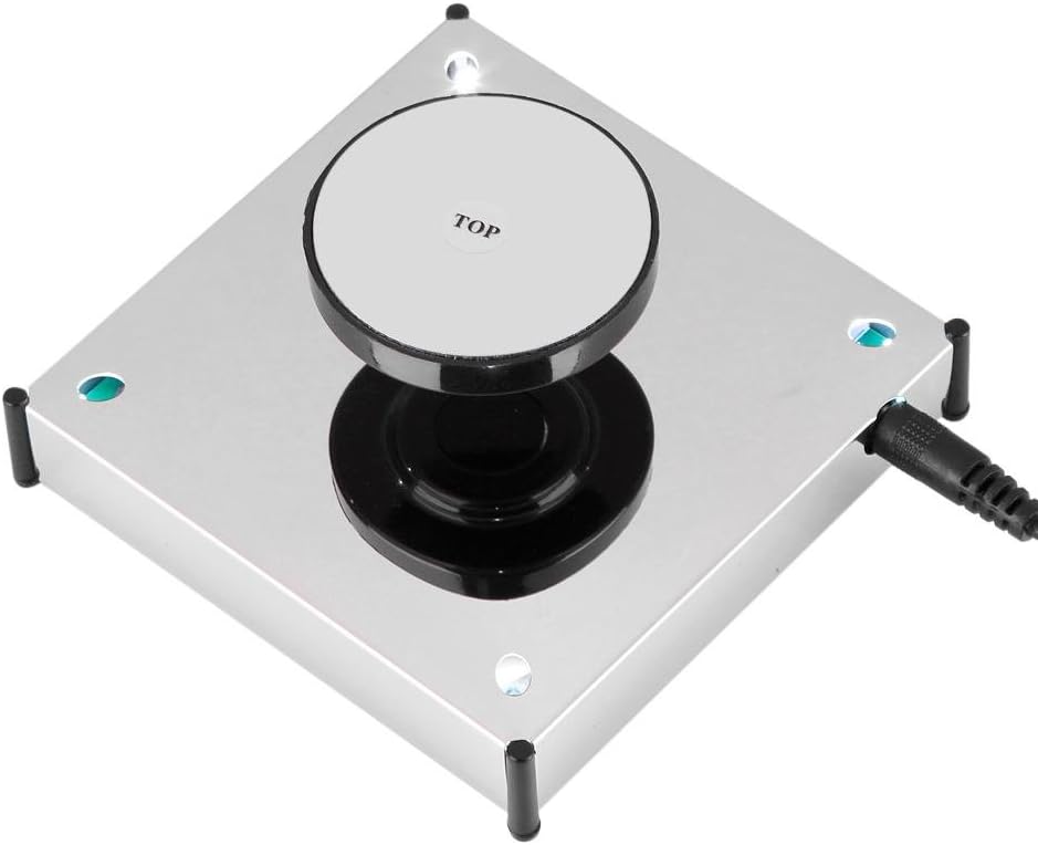 Oumij Magnetic Levitation Platform, 360° Rotating Magnetic Levitation Floating Show Shelf with 4 White LEDs, Maximum Load Bearing 250g(US)