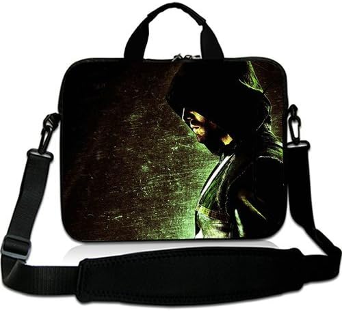 HUADO New Style green arrow arrow tv show Laptop Shoulder Bag Portable Laptop Carrying Bag Twin Sides Patterns Waterproof Canvas Fabric Case for 17 17.3 Inch Laptop