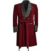 HZUOU Men's Smoking Jacket Velvet Long Cigar Robe Quilted Shawl Lapel Wedding Dinner Prom Blazer HZH11