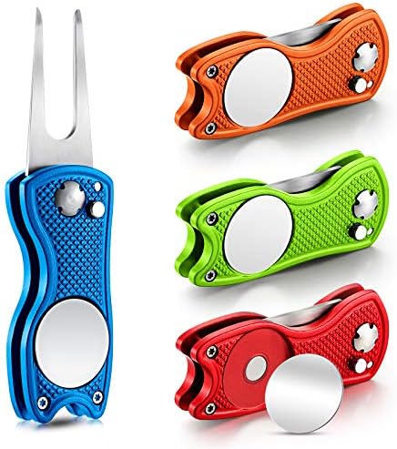 4 Pieces Golf Repair Tool Stainless Steel Foldable Golf Divot Tool Magnetic Golf Pop up Button Tool Golf Ball Marker 4 Pieces Golf Repair Tool Stainless Steel Foldable Golf Divot Tool Magnetic Golf Pop up Button Tool Golf Ball Marker