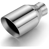 Wabuiltown Exhaust Tip 2.25" Inlet 4" Outlet 8" Long,High Performance Stainless Steel, Rustproof Polished Finish, Double Wall Design, Weld-On Diesel Tail Pipe, Universal for Car Truck