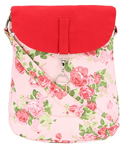 vivinkaa red pink canvas sling bag for women