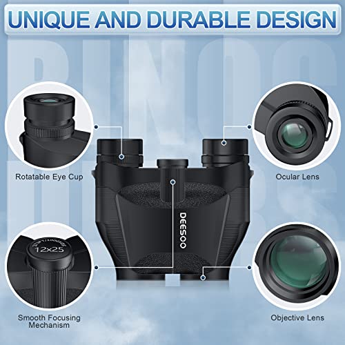 Deesoo 12x25 Compact Binoculars for Adults and Kids Bird Watching
