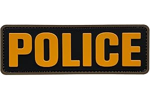 uuKen Big PVC Police Patch 6x2 inches Hook Fastener Back Gold Yellow for Military Police Officer Tactical Vest Jacket Combat Plate Carrier Panel Law Enforcement