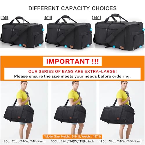 Urtala Foldable Travel Bag for Men and Women 120L Large Weekender with Shoe Compartment, Waterproof Handbag