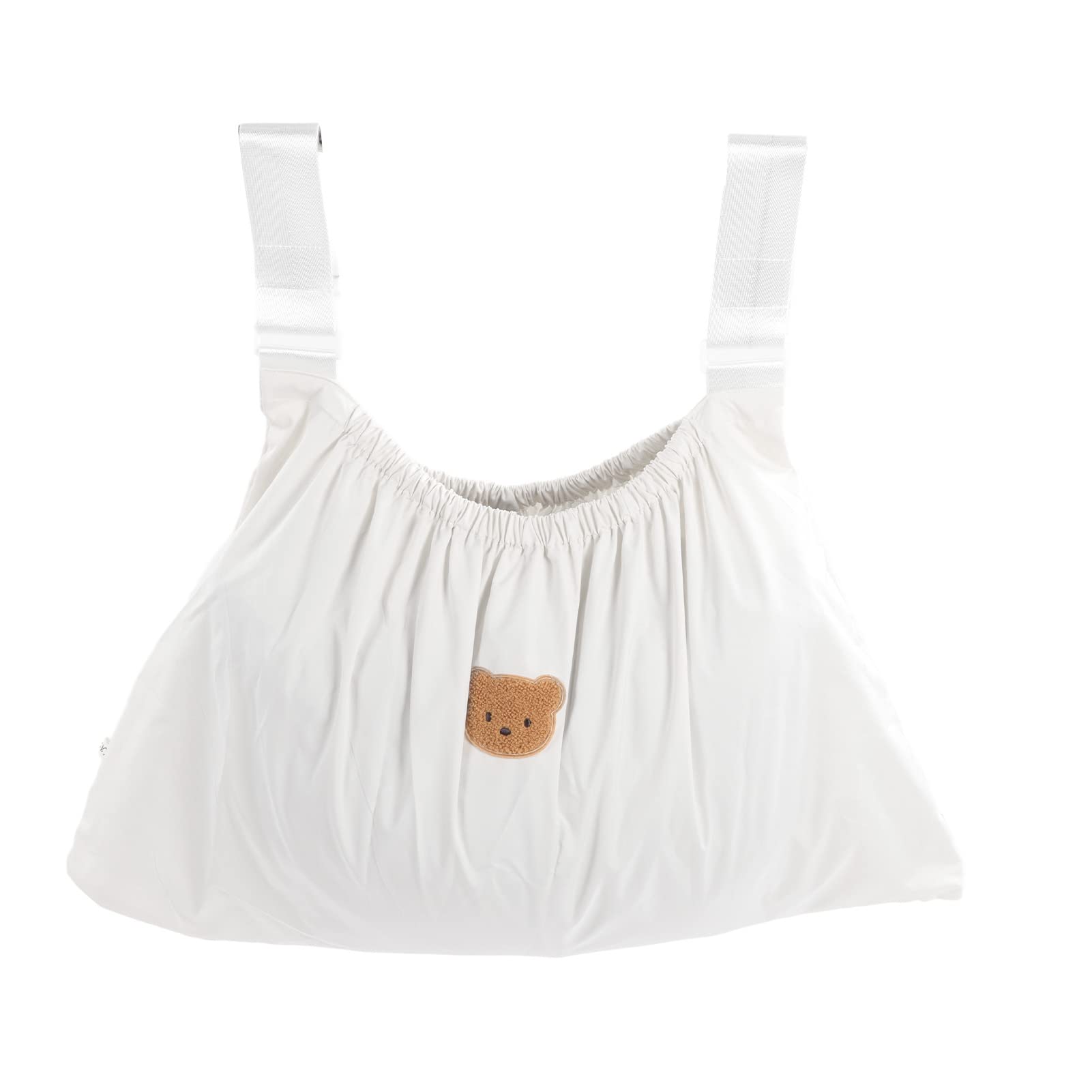 Baby Stroller Bag Organiser Reusable Baby Diaper Bag Cute Bear Pattern Universal Baby Stroller Organiser for Nursing Mom Daycare Travel(Beige)