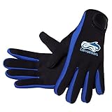 Lemorecn Wetsuits Gloves Scuba Premium Neoprene 1.5mm Diving Gloves Five Finger Glove (Blue, Large)