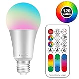 Kamija E26 LED Light Bulb, 10W Dimmable A19 Color Changing Light Bulb 120 RGB Colors + Soft White(2700K) with Remote Control, Timing and Dual Memory (60W Equivalent)