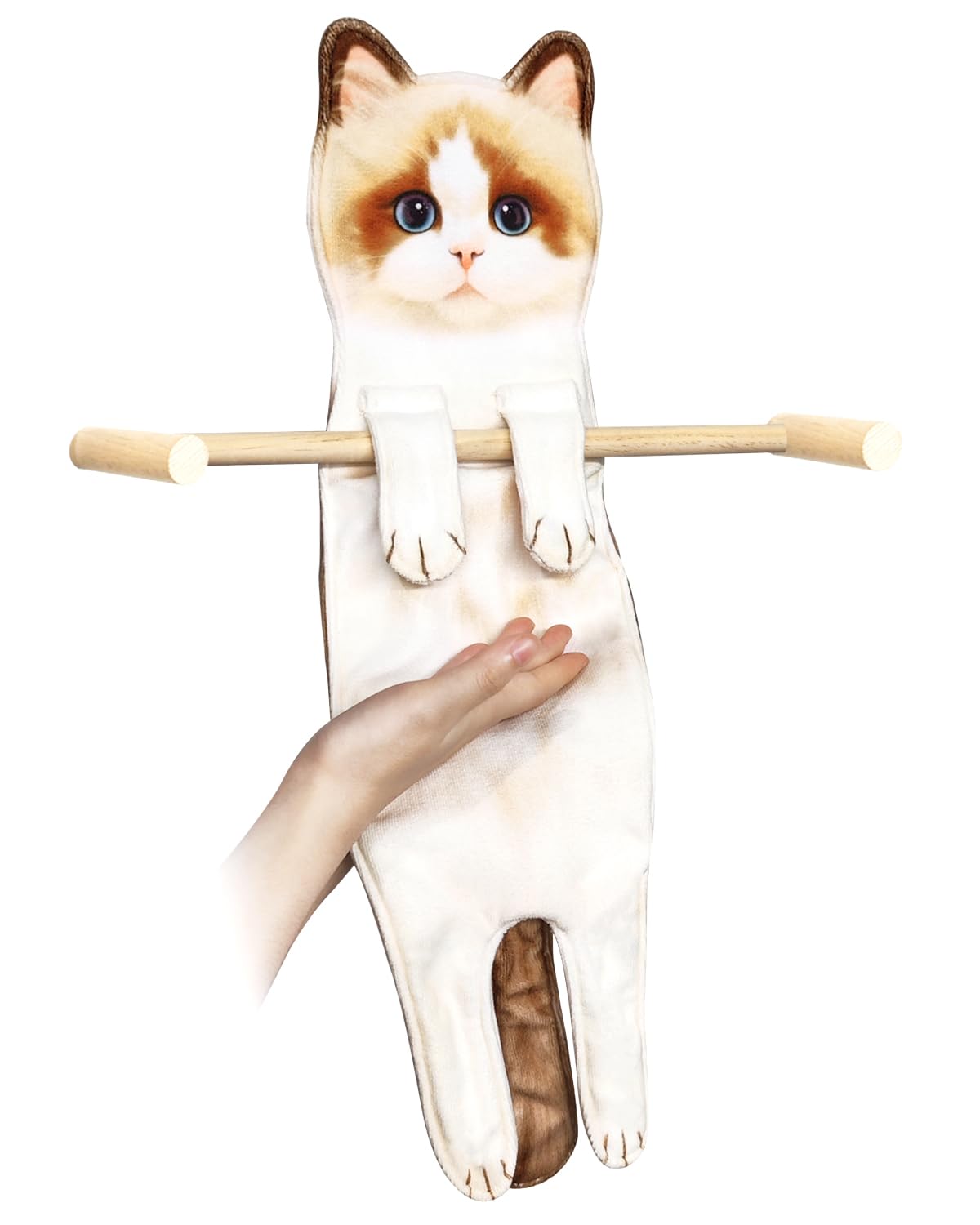 PAT JUUMG Funny Cat Hand Towels for Bathroom, Decorative Hanging Kitchen Towel,Super Absorbent Soft, Cat Gifts for Cat Lovers Gifts For Women/New Home Gifts(Ragdoll Cat)