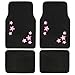 BDK Floral Pink Flowers Design Carpet Car Floor Mats for Auto Van Truck SUV-4 Pieces Front & Rear Full Set with Rubber Backing-Universal Fit