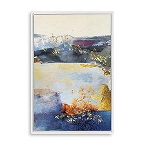 Framed Canvas Home Artwork Decoration Golden Abstract Art Canvas Wall Art for Living Room, Bedroom - 16x24 inches