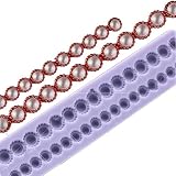 Anyana Bead jewel pearl Chain rope stone border mould cake Fondant impression gum paste mold for Sugar paste gumpaste cupcake decorating topper decoration sugarcraft sugar biscuit decor
