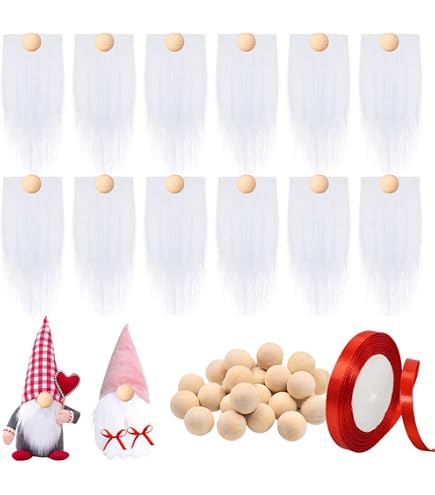 LUOZZY 30-Piece Gnome Beard DIY Kit - Precut Faux Fur Beards With Wooden Nose Balls For Christmas & Halloween Crafts (5 Colors) - View #4