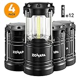 ZONAPA Outdoor LED Lantern w/Magnetic Base (4-Pack) Battery Powered, Portable Camping Light | Ultra-Bright Camp or Emergency Lighting | Indoor, Outdoor Hanging Hook