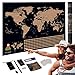 Lazy Monk Scratch Off Map of the World | Travel Poster Destination Tracker Scratching Maps | Large Black & Gold Deluxe Adventure Map with Complete Accessories Set & All Country Flags