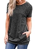 Ecrocoo Women Summer Short Sleeve Pockets Causal Tunics Loose T Shirts Blouse Tops