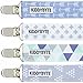 Premium Baby Pacifier Clip for Boy by KiddyByte - 4 Pack Teething Clips Accessory for Babies & Infants - Soft, Wrinkle Free Fabric with Metal End to Holds Binky, Soothie & Toys