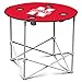 Logo Brands NCAA Nebraska Cornhuskers Round Tailgating Table – Portable with Foldable Legs, 4 Cup Holders, Powder-Coated Steel, and 27.6