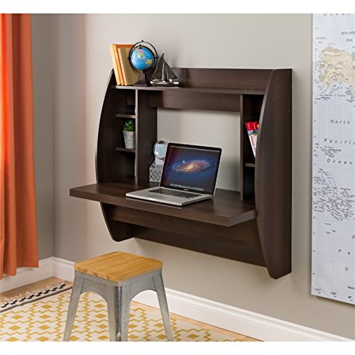 Prepac Wall Mounted Floating Desk with Storage, Espresso Pricepulse
