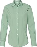 V0226 Van Heusen Ladies' Long-Sleeve Yarn-Dyed Gingham Check (Green Chicory) (M)