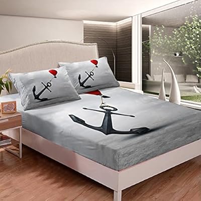 Erosebridal Anchor Bedding Set, Nautical Bed Sheet Set Queen Size for Kids Teens Adult, Hot Air Balloon Fitted Sheet… 516Vp%2B%2BkYsS
