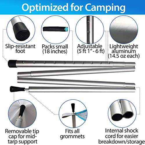 Ridge Outdoor Gear Compact Callapsible Tarp Tent Poles Set of 2, 5 to